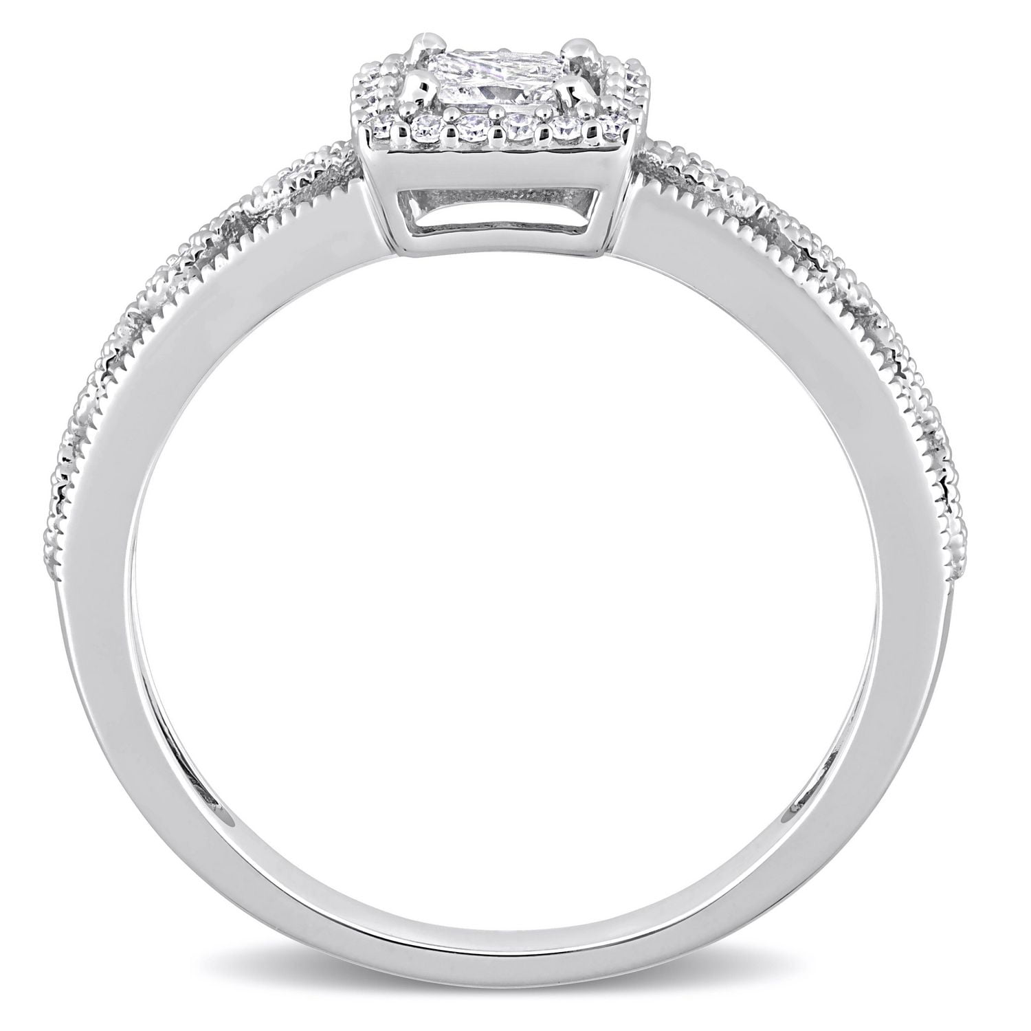 Miabella 3/8 Carat T.W. Diamond 10K White Gold Princess-cut Center Halo Bridal Ring