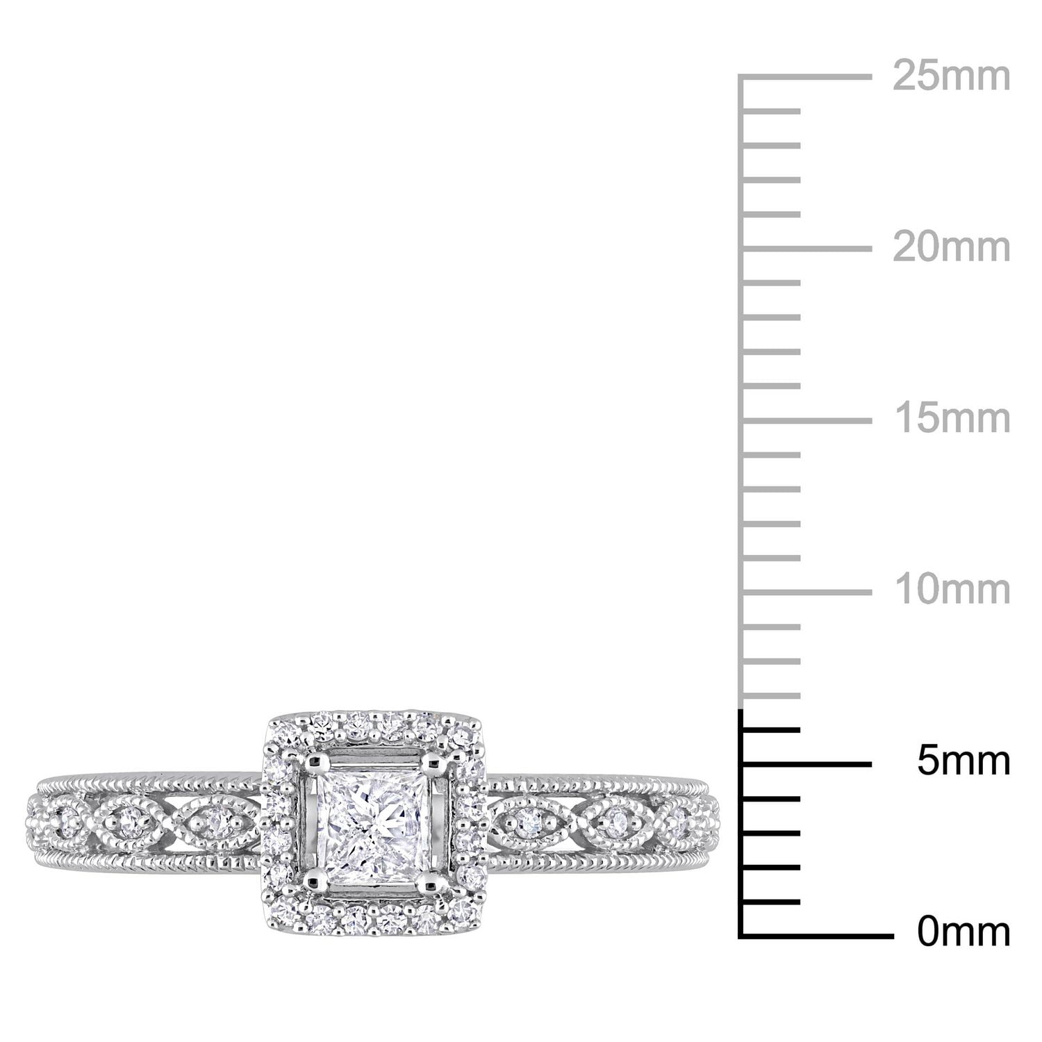 Miabella 3/8 Carat T.W. Diamond 10K White Gold Princess-cut Center Halo Bridal Ring