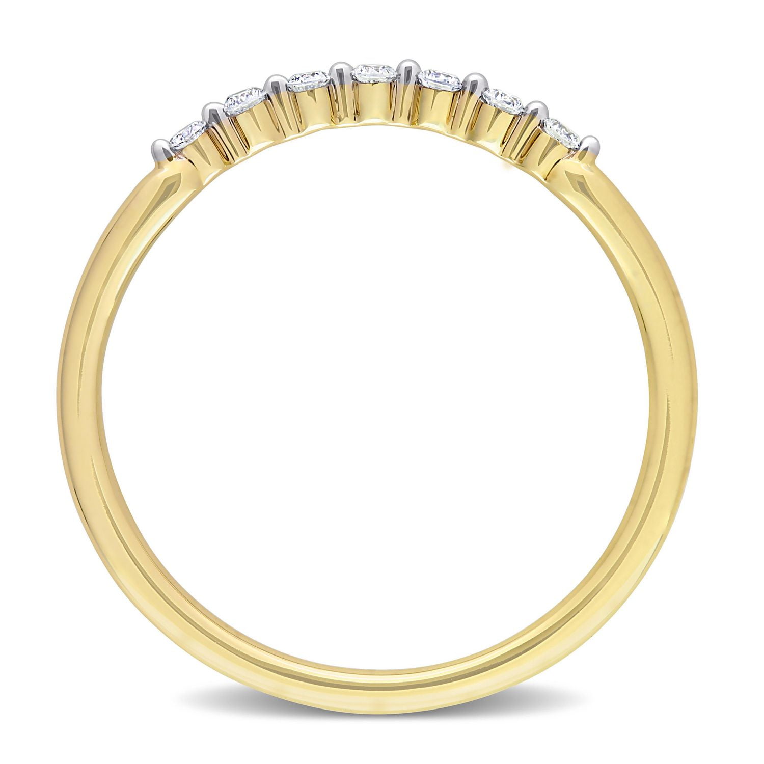 Miabella 1/10 Carat T.W. Diamond 10K Yellow Gold Semi-Eternity Curved Band