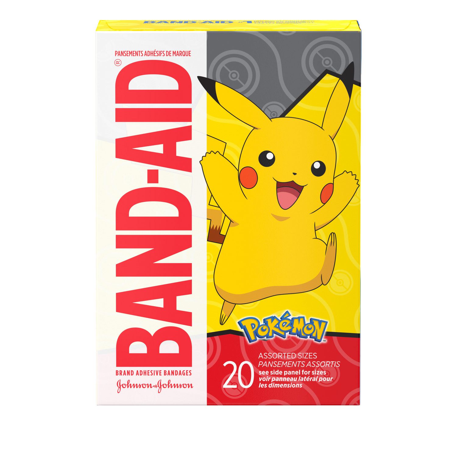 Pansements adhésifs de marque Band-Aid avec motifs Pokémon – Pansements adhésifs à motifs pour enfants - Coupures, éraflures et plaies mineures, 20 pansements
