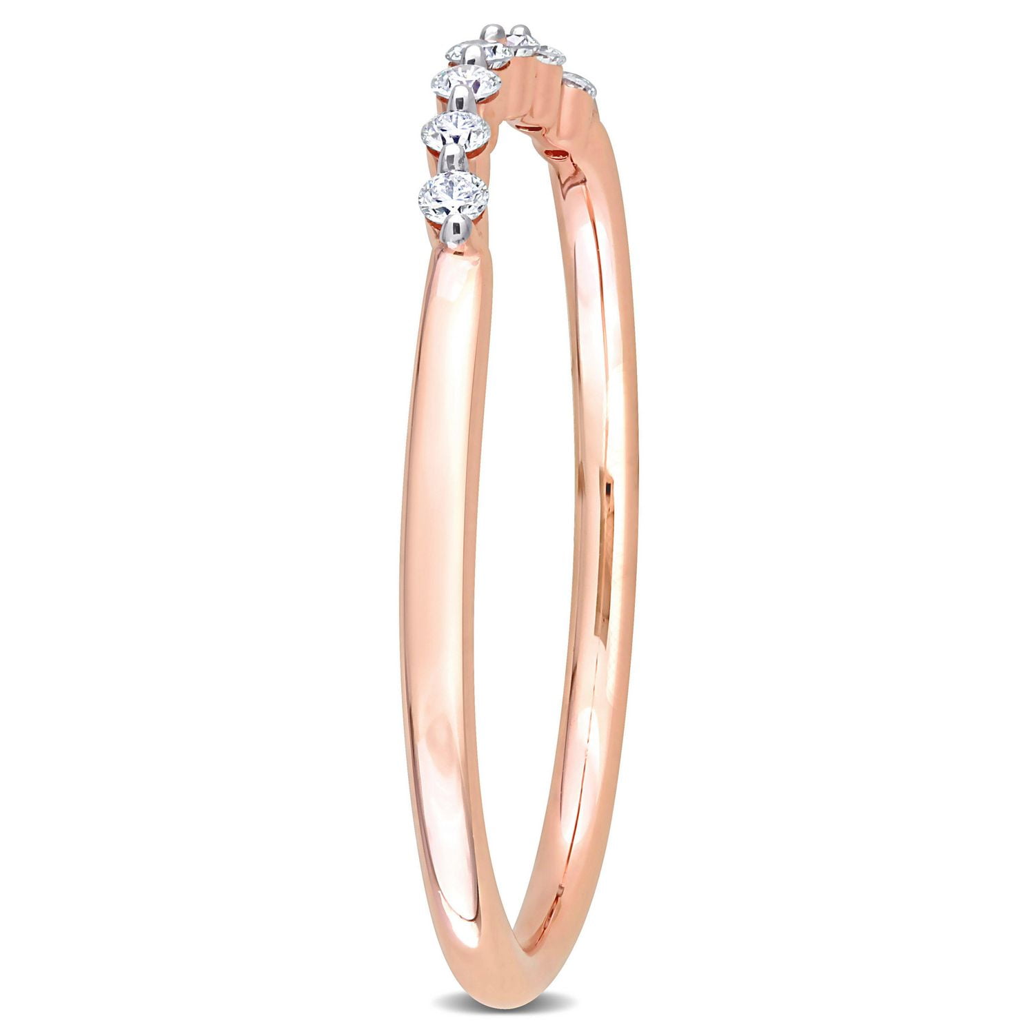 Miabella 1/10 Carat T.W. Diamond 14K Rose Gold Semi-Eternity Curved Band