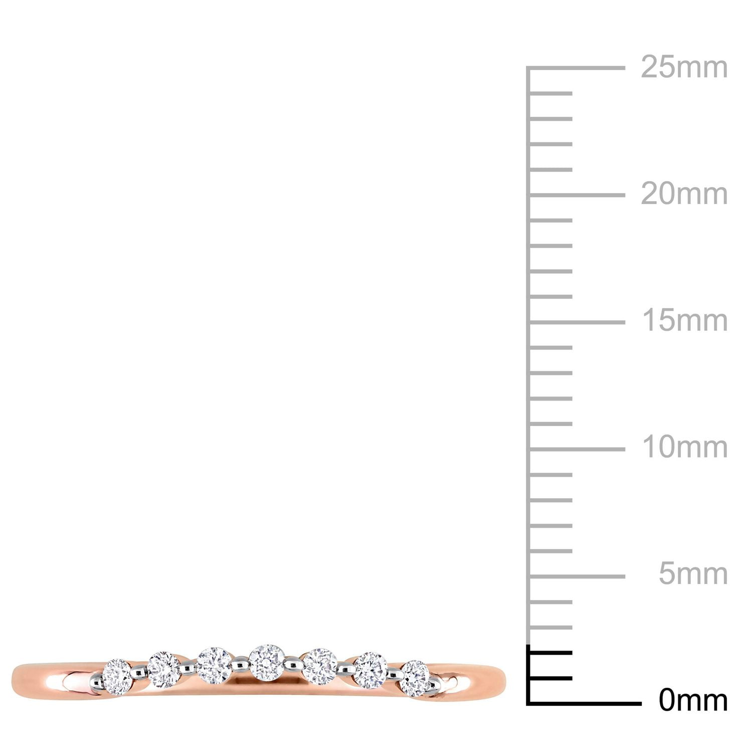 Miabella Bague semi-éternel incurvé en or rose 14K avec diamant de 1/10 carat P.T.