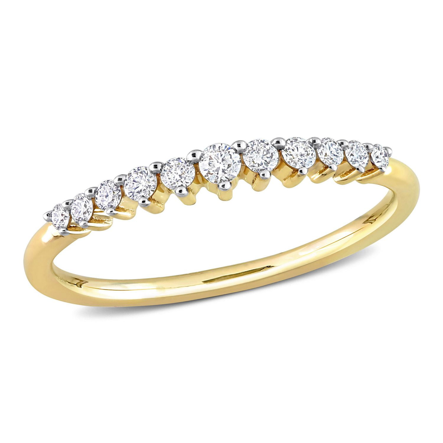 Miabella 1/5 Carat T.W. Diamond 14K Yellow Gold Graduated Semi-Eternity Ring