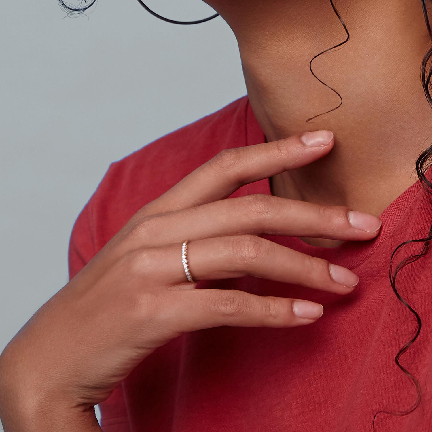 Miabella 1/5 Carat T.W. Diamond 14K Yellow Gold Graduated Semi-Eternity Ring