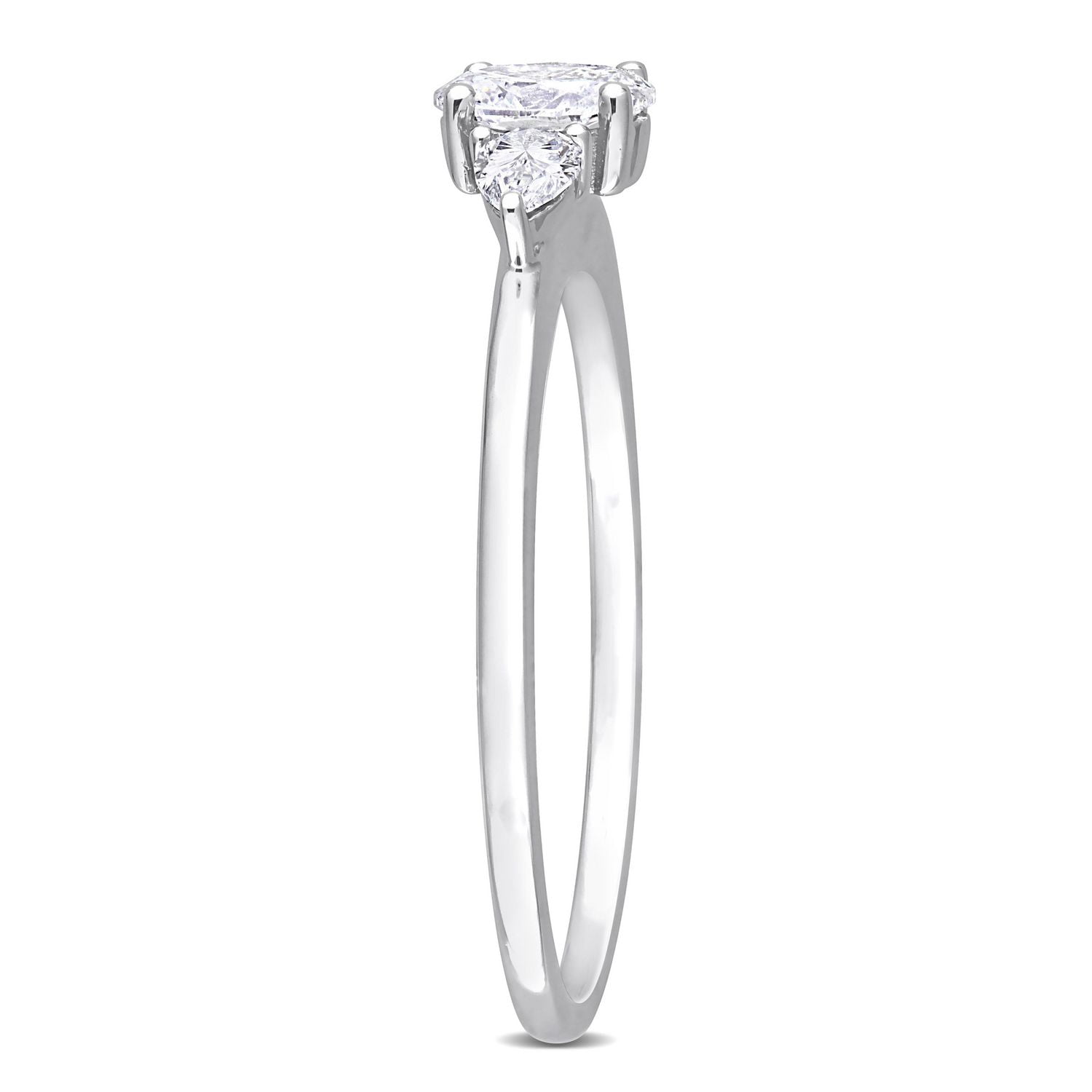 Miabella Bague de fiançailles à 3 pierres en or blanc 14K avec diamant 1/2 carat P.T