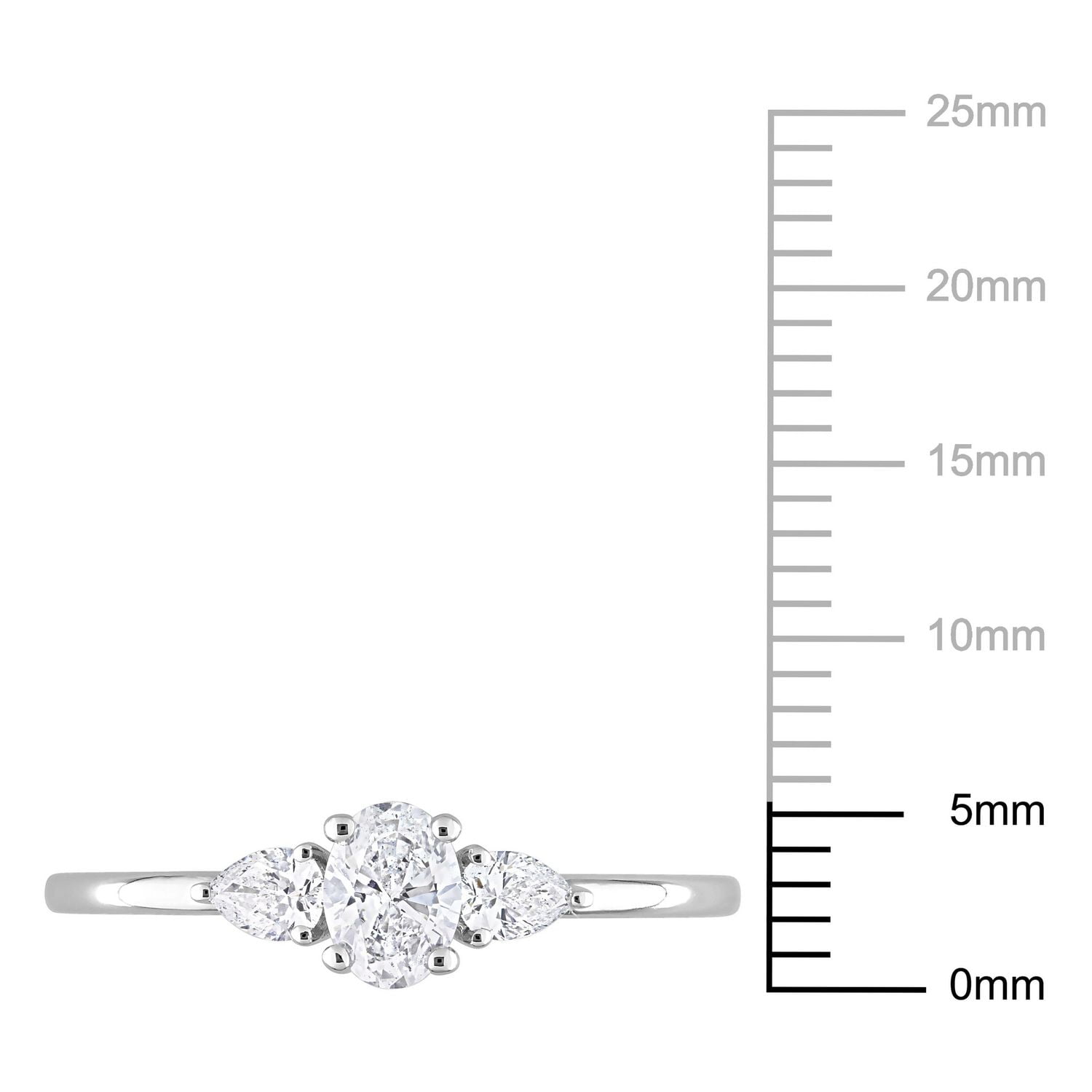 Miabella Bague de fiançailles à 3 pierres en or blanc 14K avec diamant 1/2 carat P.T