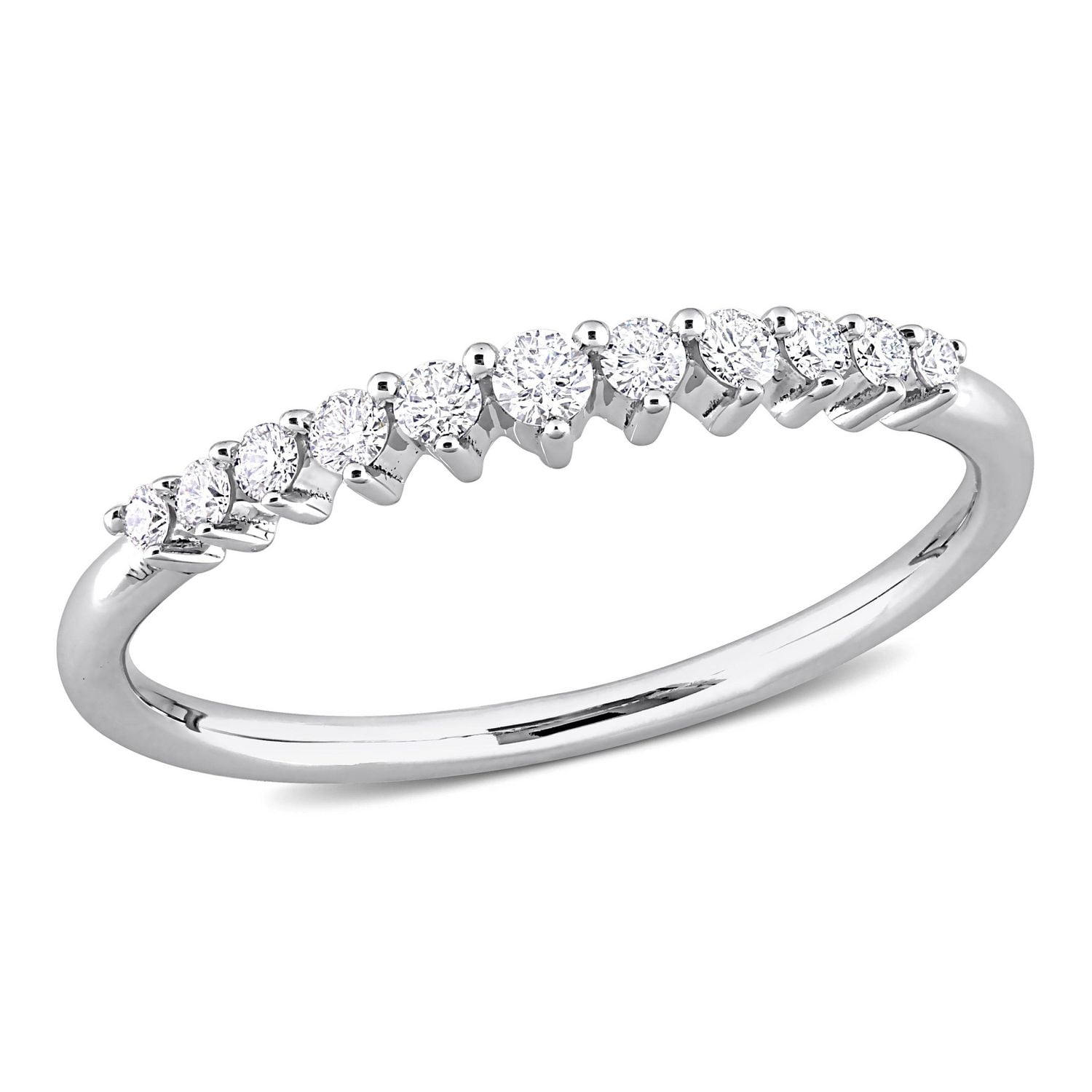 Miabella 1/5 Carat T.W. Diamond 14K White Gold Graduated Semi-Eternity Ring