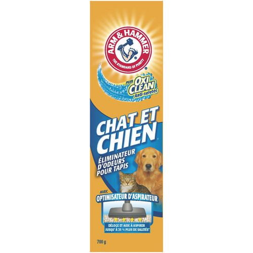 Éliminateur d'odeurs pour tapis et pièces ARM & HAMMER® Plus OxiClean® –  Chat et Chien, 700g Gardez un agréable parfum de fraîcheur dans le coin des  animaux ! 