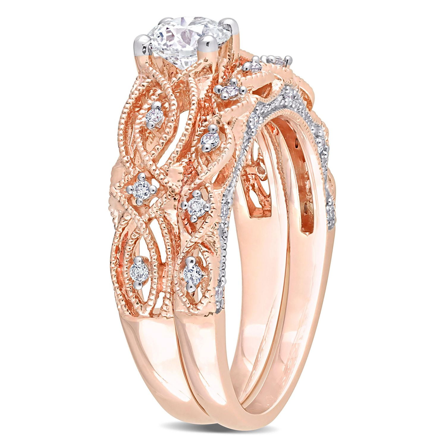 Miabella 3/4 Carat T.W. Diamond 10K Rose Gold 2-Piece Bridal Ring Set