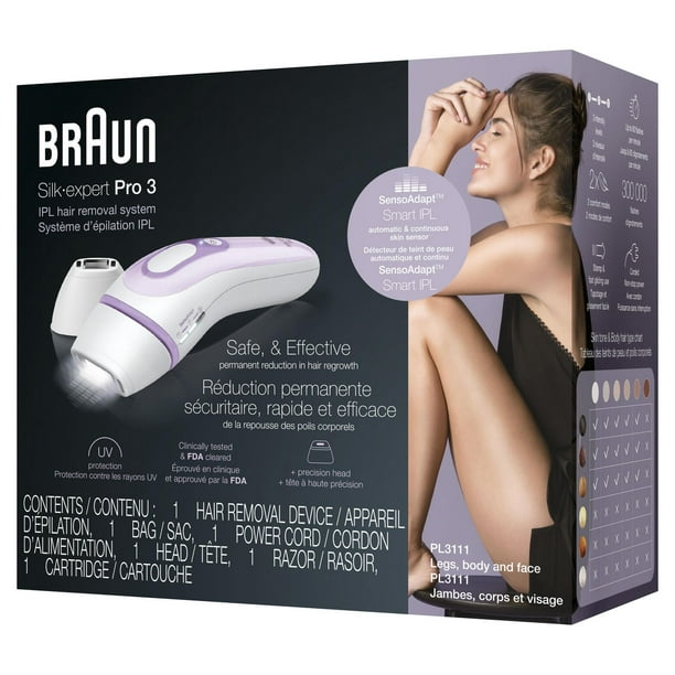 Braun - Braun IPL Pro 3 (Épilateur A Lumière Pulsée) - Avec Trousse de  Rangement - Blanc/Argent - Pour Femme