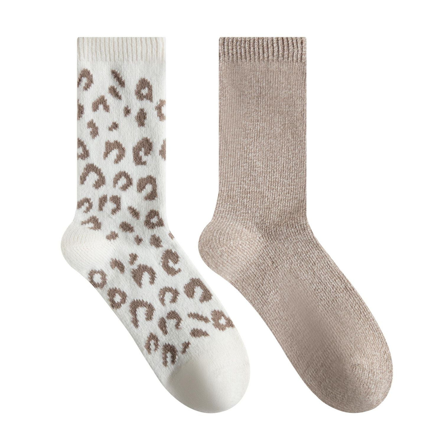 Secret Lounge Leopard Print Crew P2, Fits shoe sizes 6-10