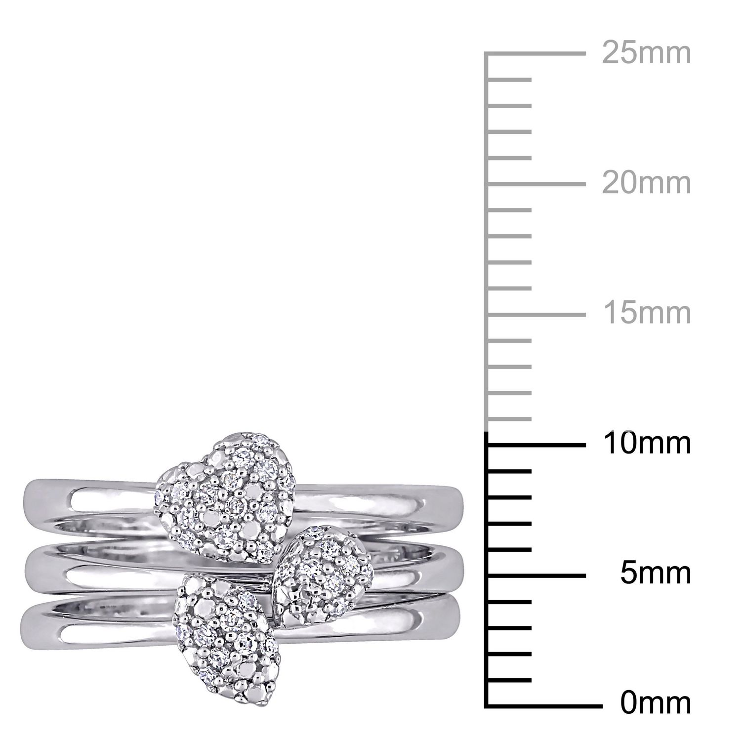 Miabella 1/6 Carat T.W. Diamond Sterling Silver Stacking 3-Piece Ring Set