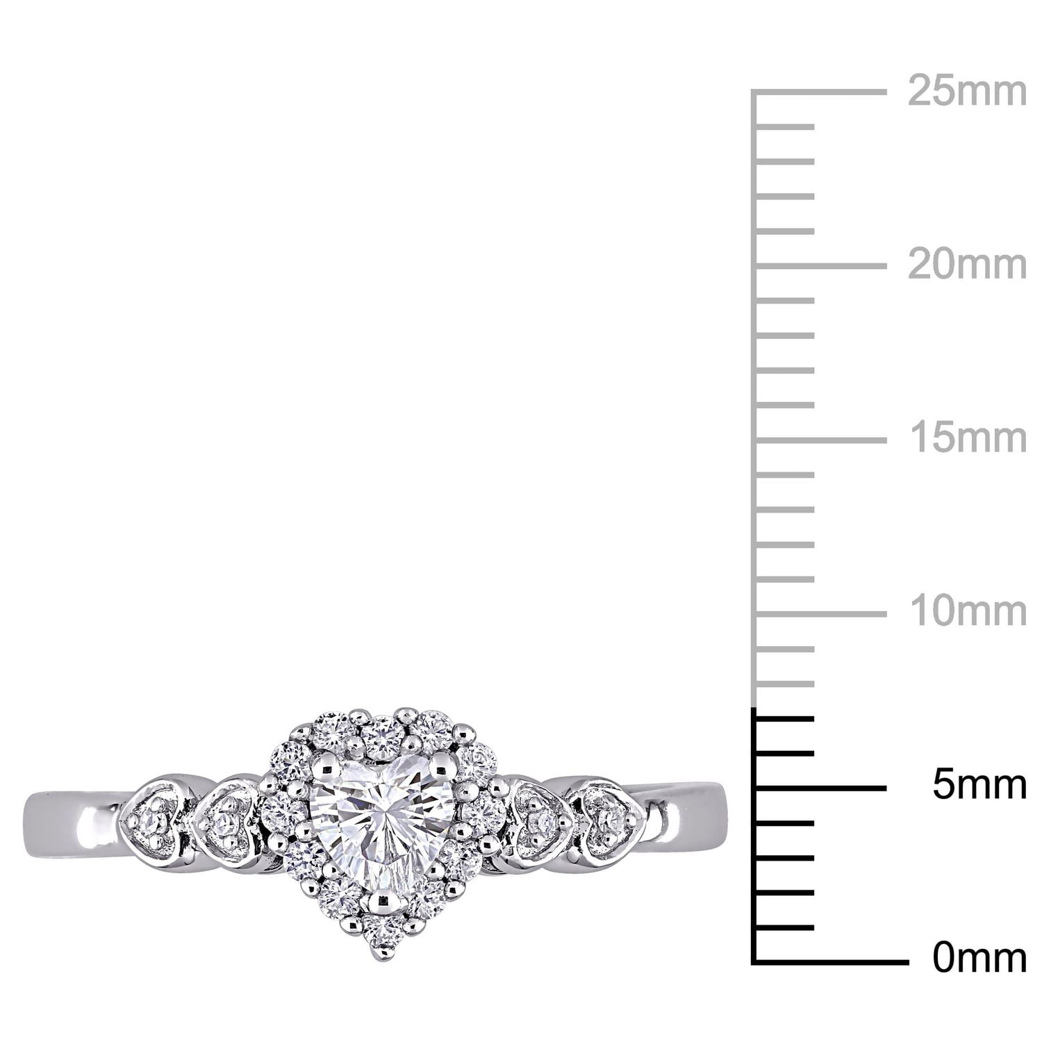 Miabella Bague de promesse en forme de cœur en argent sterling avec saphir blanc créé de 3/8 carats et accent de diamants