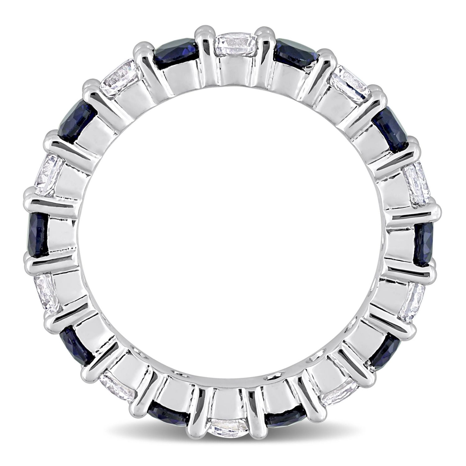 Miabella 3-1/2 Carat T.G.W. Created Blue and White Sapphire Sterling Silver Eternity Anniversary Ring