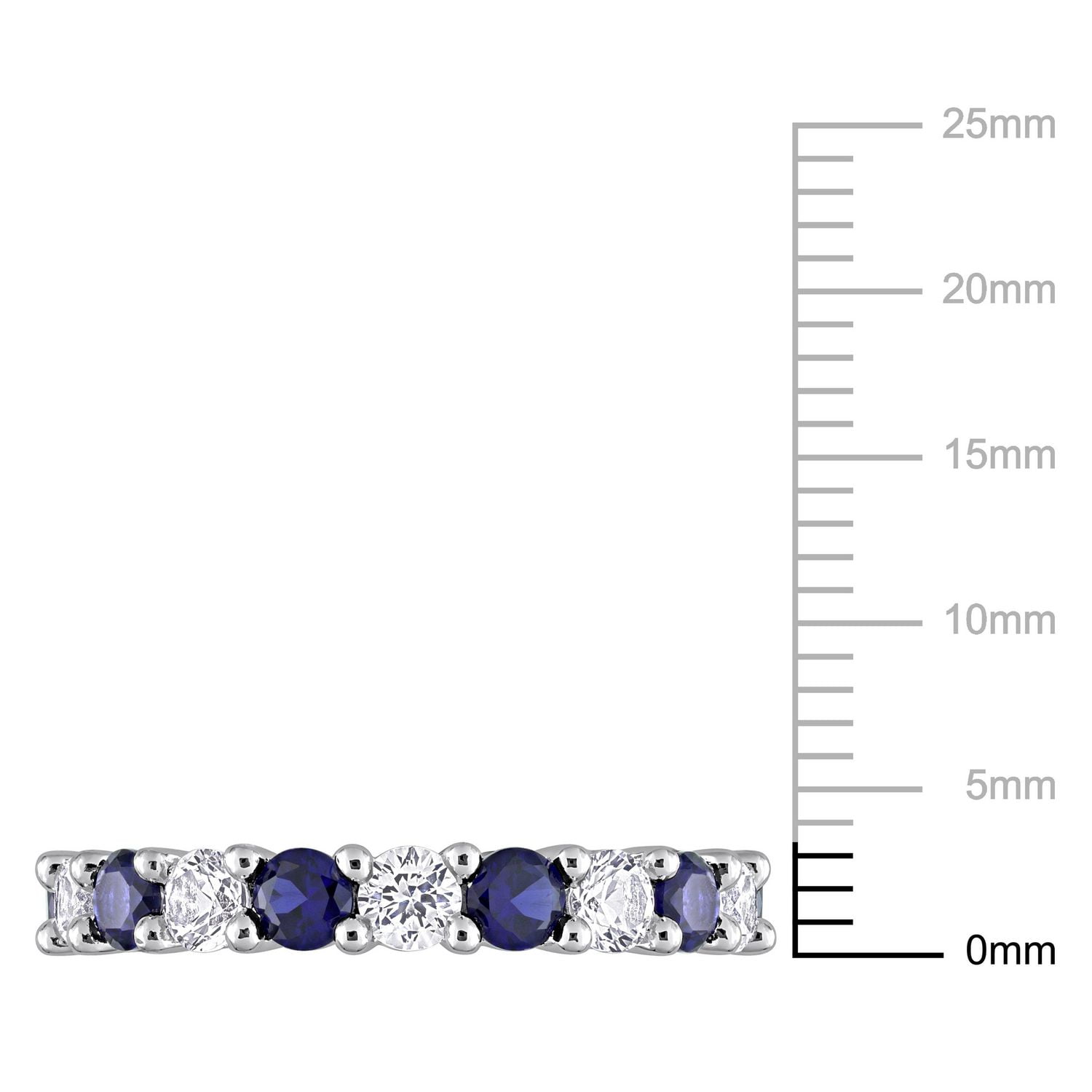 Miabella 3-1/2 Carat T.G.W. Created Blue and White Sapphire Sterling Silver Eternity Anniversary Ring