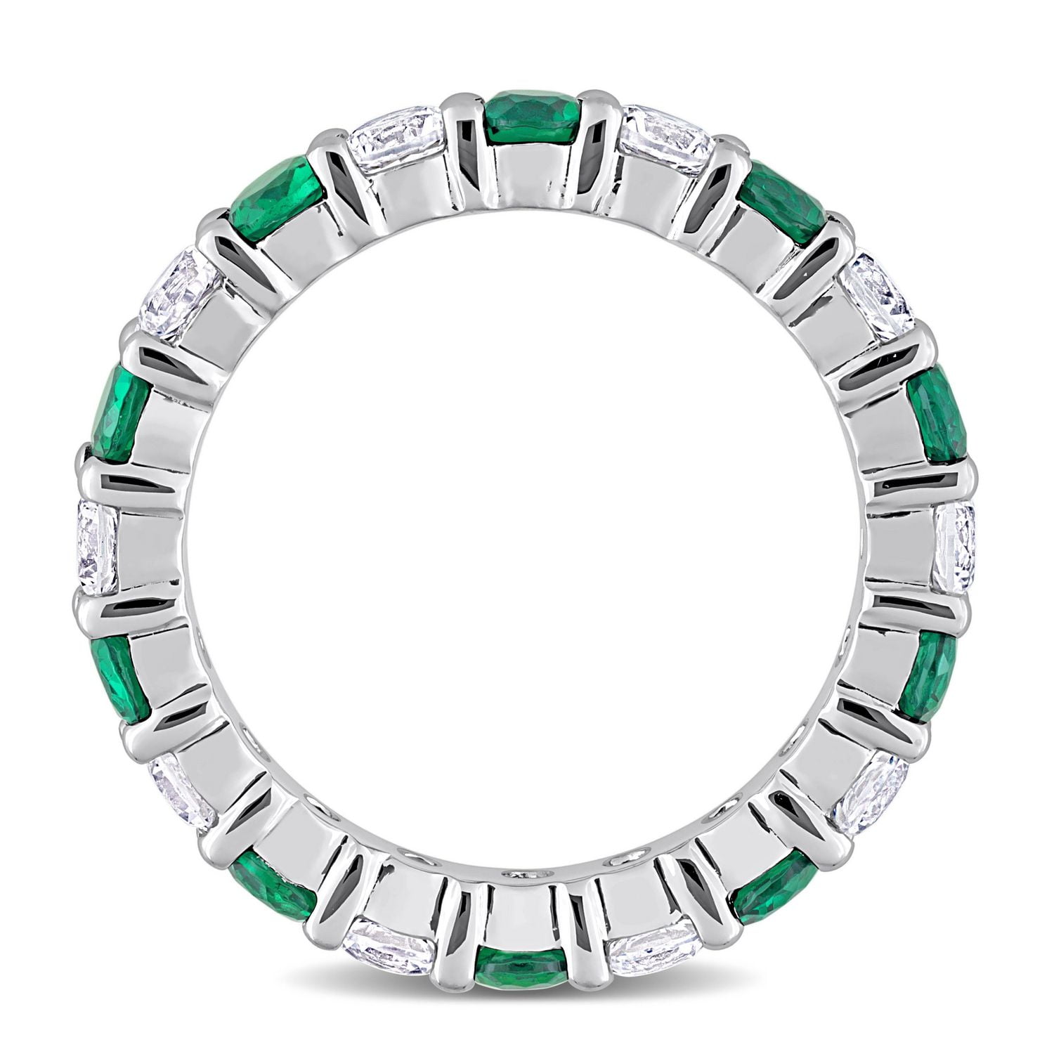Miabella 3-1/5 Carat T.G.W. Created Emerald and Created White Sapphire Sterling Silver Eternity Anniversary Ring