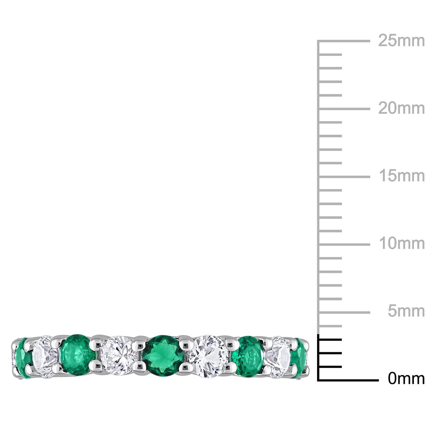Miabella 3-1/5 Carat T.G.W. Created Emerald and Created White Sapphire Sterling Silver Eternity Anniversary Ring