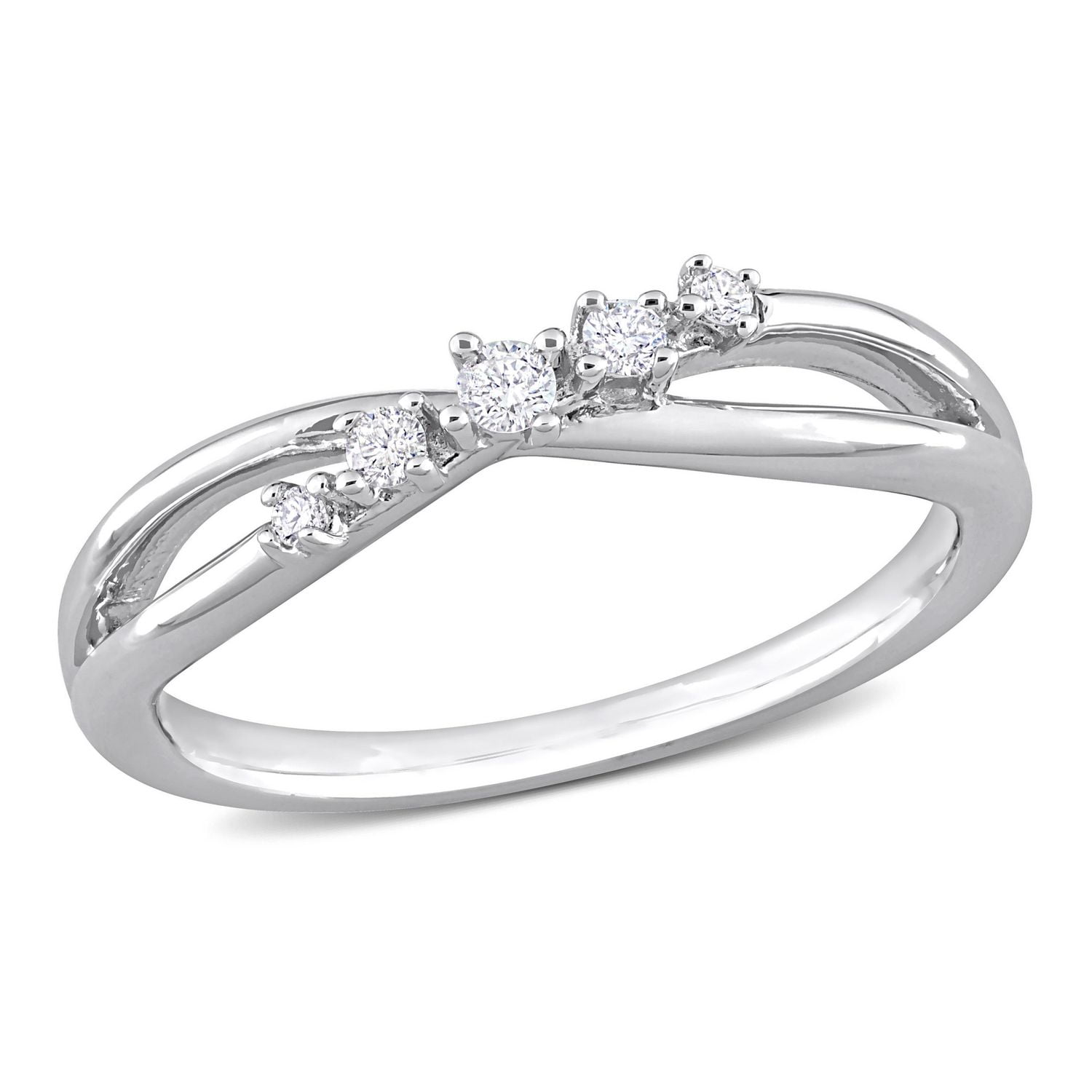 Miabella 1/10 Carat T.W. Diamond Sterling Silver Crossover Promise Ring