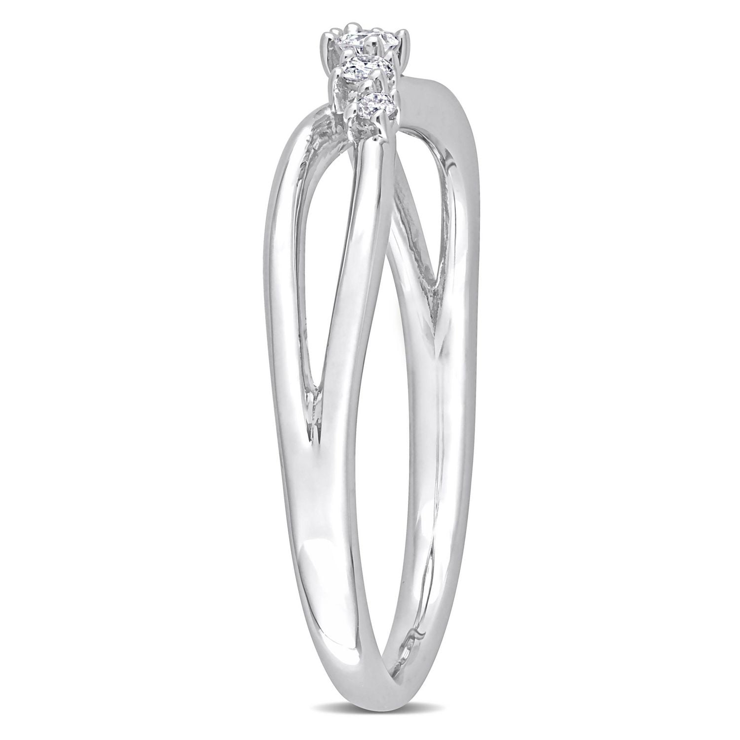 Miabella 1/10 Carat T.W. Diamond Sterling Silver Crossover Promise Ring