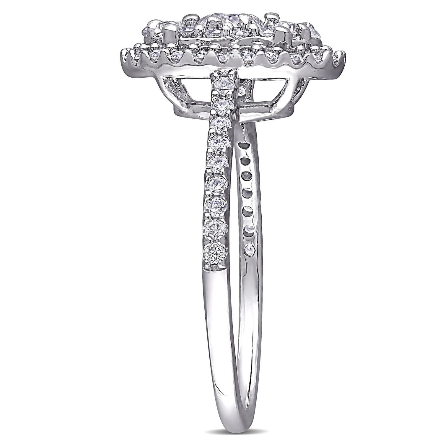 Miabella  1 Carat T.W. Diamond 10k White Gold Oval Cluster Engagement Ring