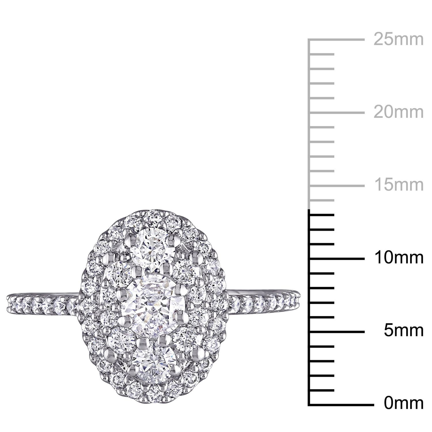 Miabella  1 Carat T.W. Diamond 10k White Gold Oval Cluster Engagement Ring