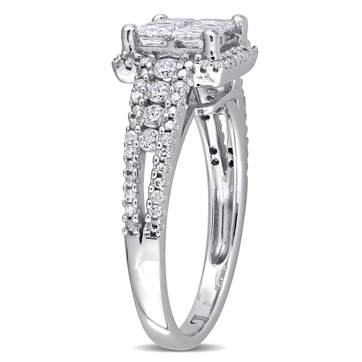 Miabella 1 Carat T.W. Diamond 10K White Gold Quad Halo Engagement Ring