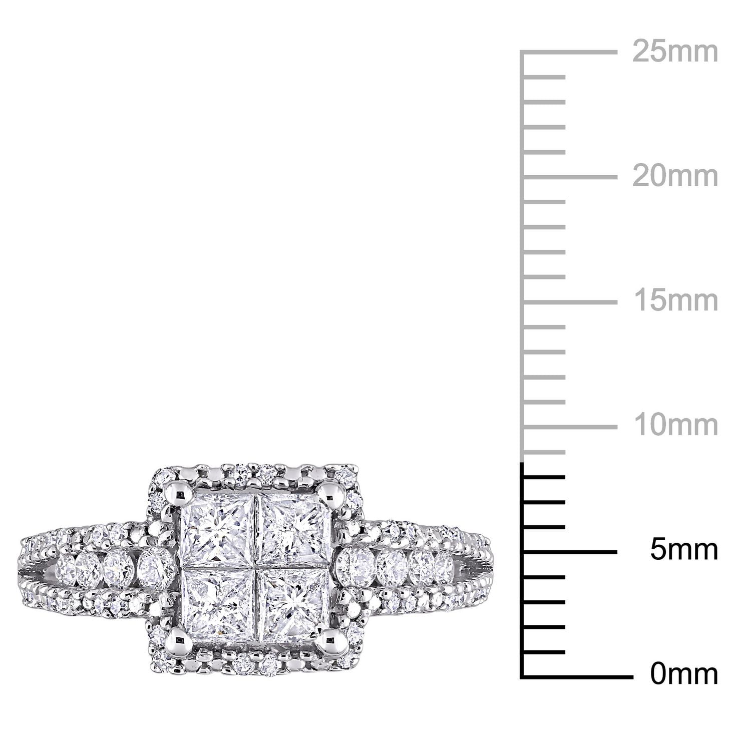 Miabella 1 Carat T.W. Diamond 10K White Gold Quad Halo Engagement Ring