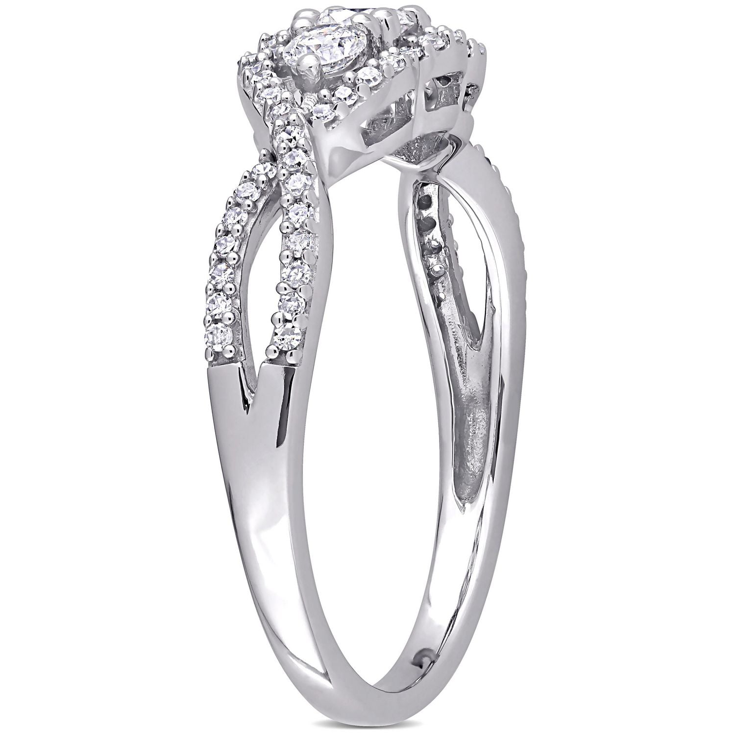 Miabella 1/2 Carat T.W. Diamond 10K White Gold Three-Stone Engagement Ring