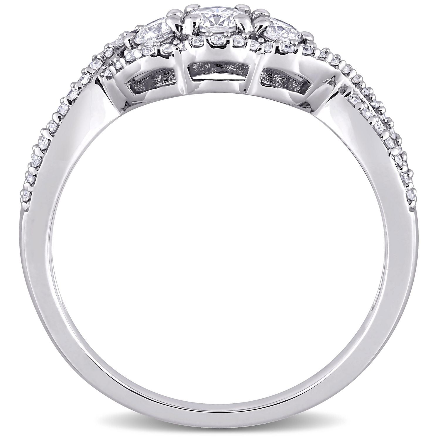 Miabella 1/2 Carat T.W. Diamond 10K White Gold Three-Stone Engagement Ring