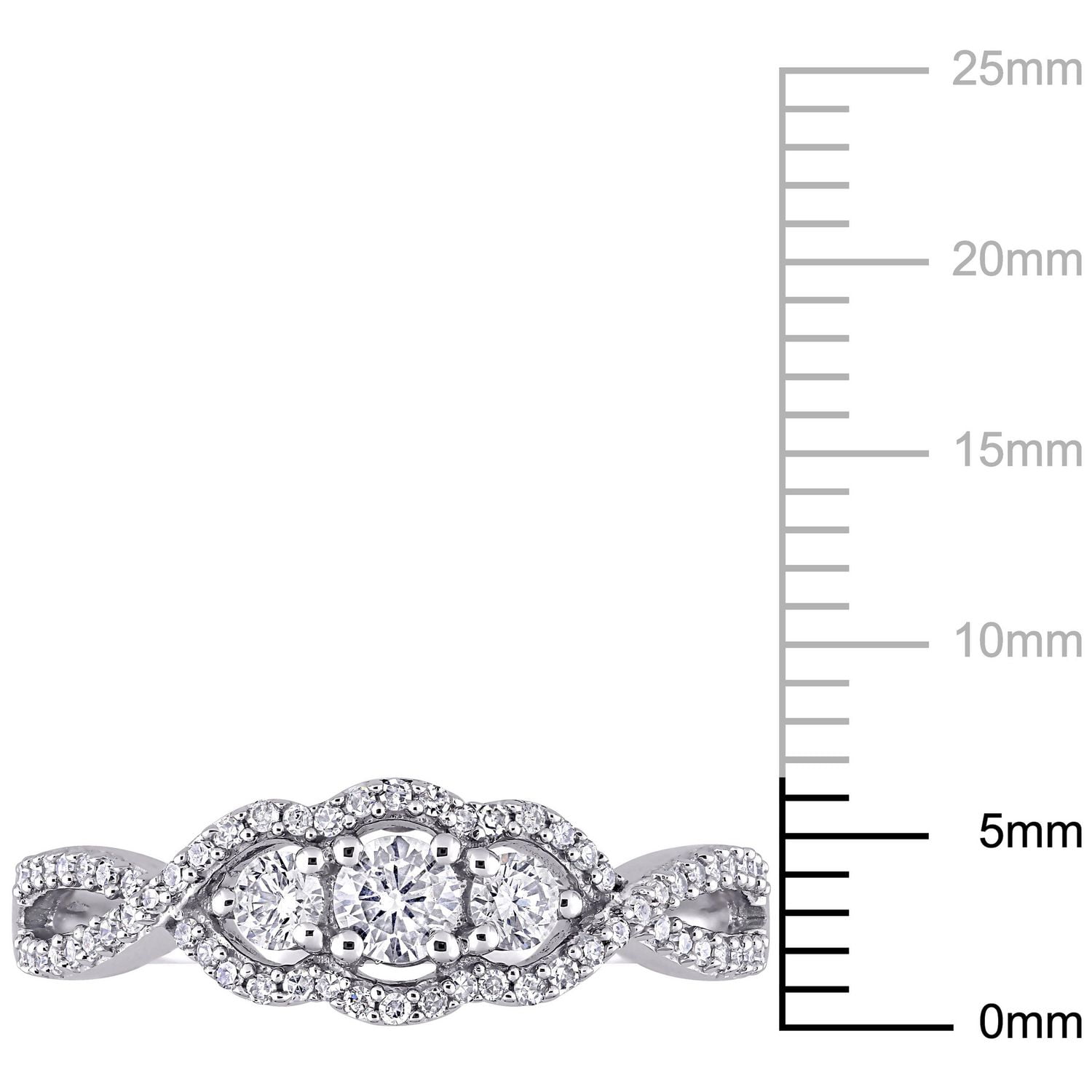 Miabella 1/2 Carat T.W. Diamond 10K White Gold Three-Stone Engagement Ring