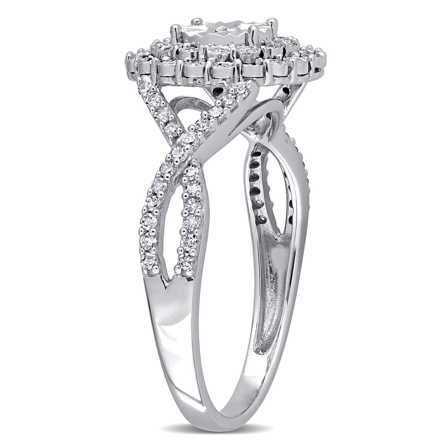 Miabella 1/3 Carat T.W. Diamond 10K White Gold Double Halo Engagement Ring