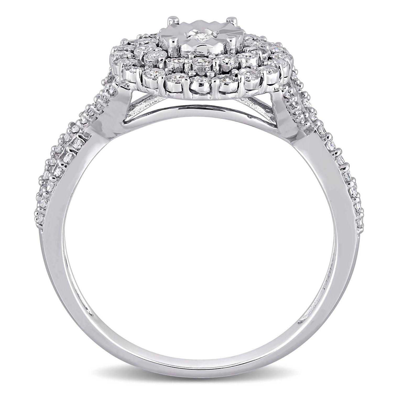 Miabella 1/3 Carat T.W. Diamond 10K White Gold Double Halo Engagement Ring