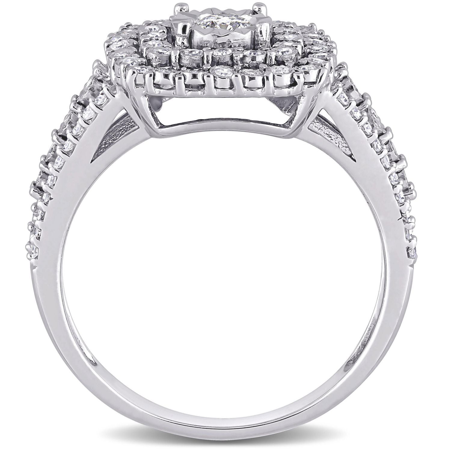 Miabella 1/2 Carat T.W. Diamond 10K White Gold Double Halo Engagement Ring