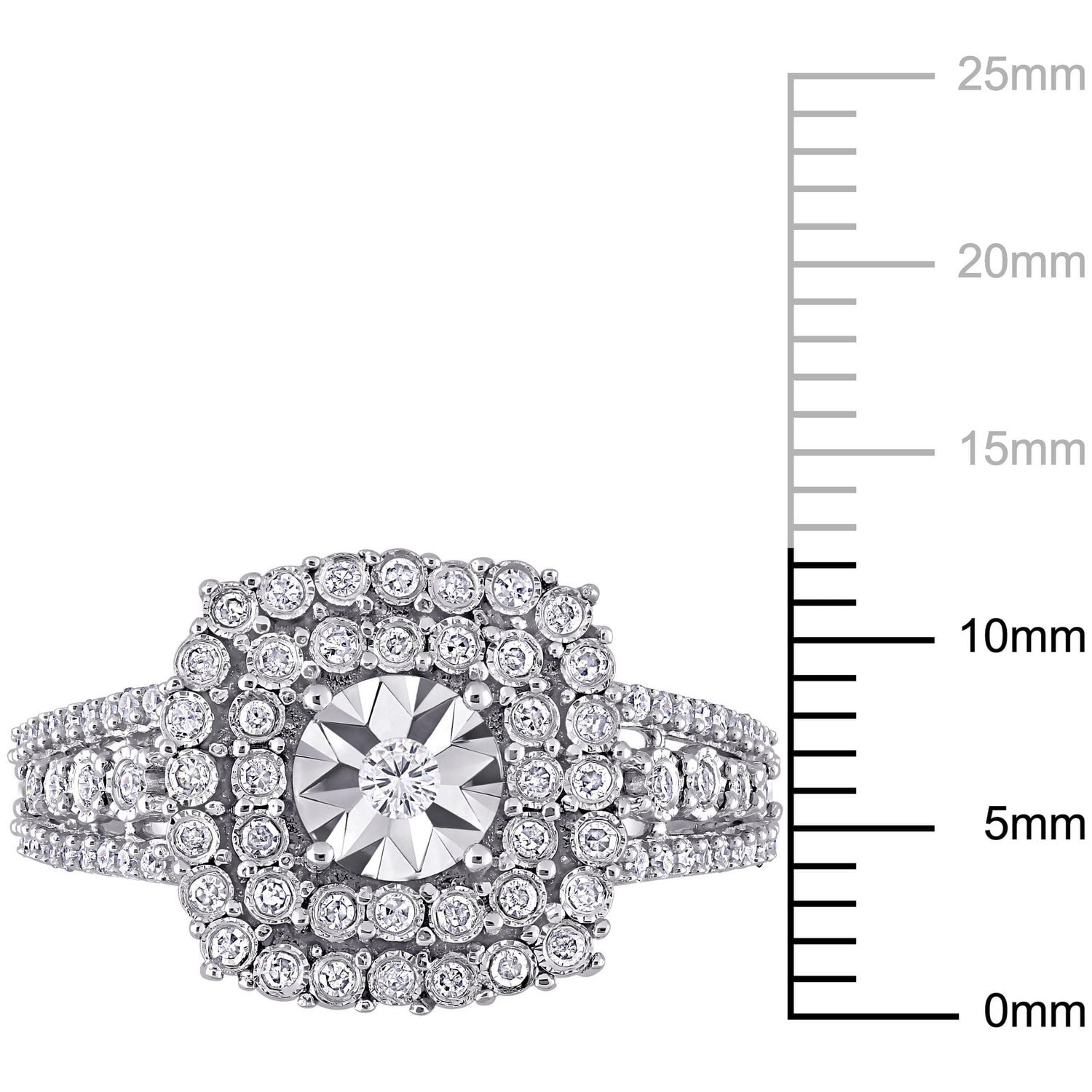 Miabella 1/2 Carat T.W. Diamond 10K White Gold Double Halo Engagement Ring