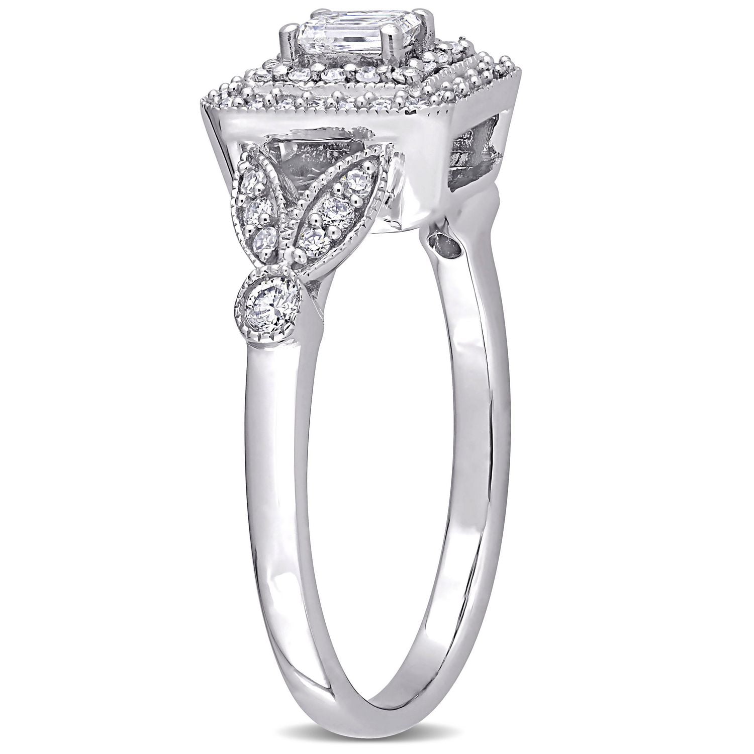 Miabella Bague de fiançailles filigrane en or blanc 10K avec diamant 1/2 carat P.T.