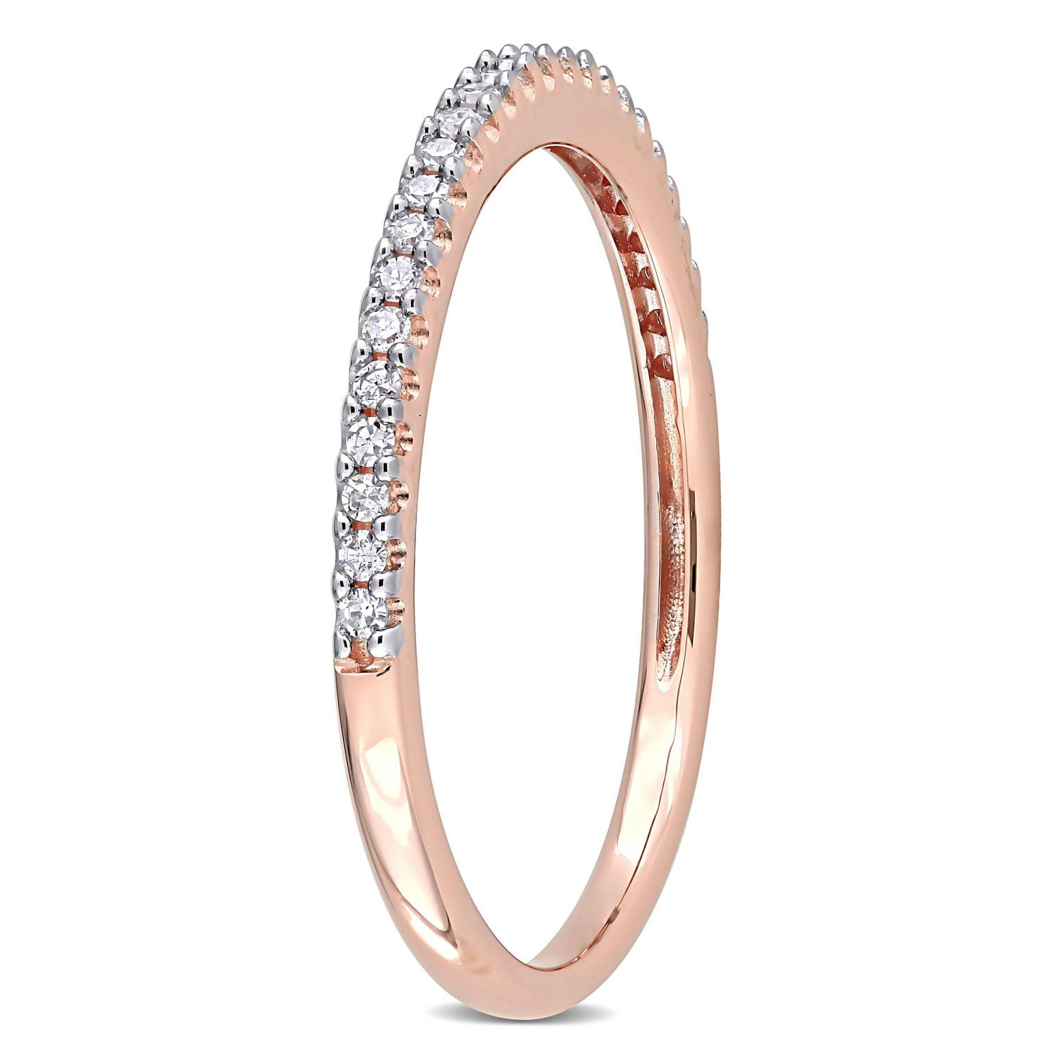 Miabella Bande de mariage en or rose 14K avec diamant de 1/8 carat P.T.