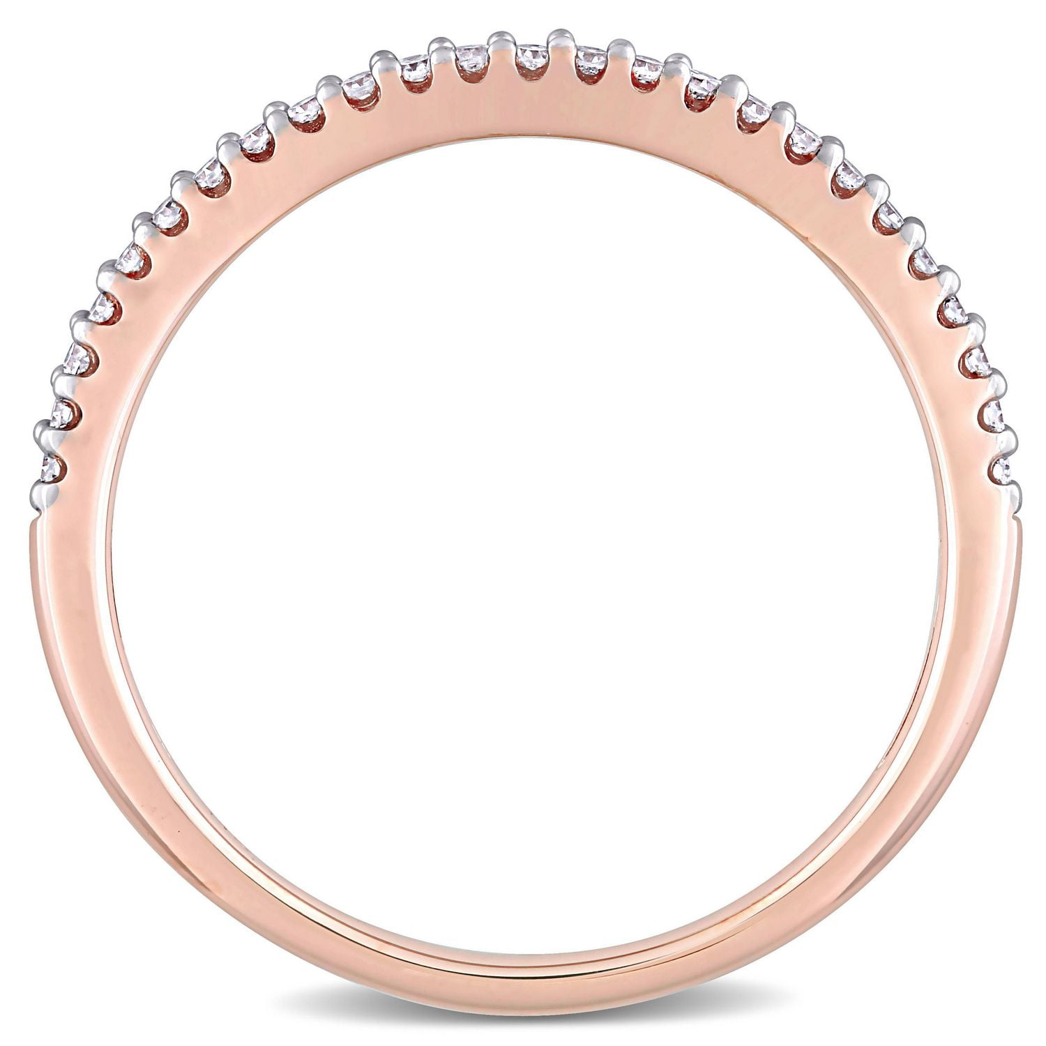 Miabella Bande de mariage en or rose 14K avec diamant de 1/8 carat P.T.