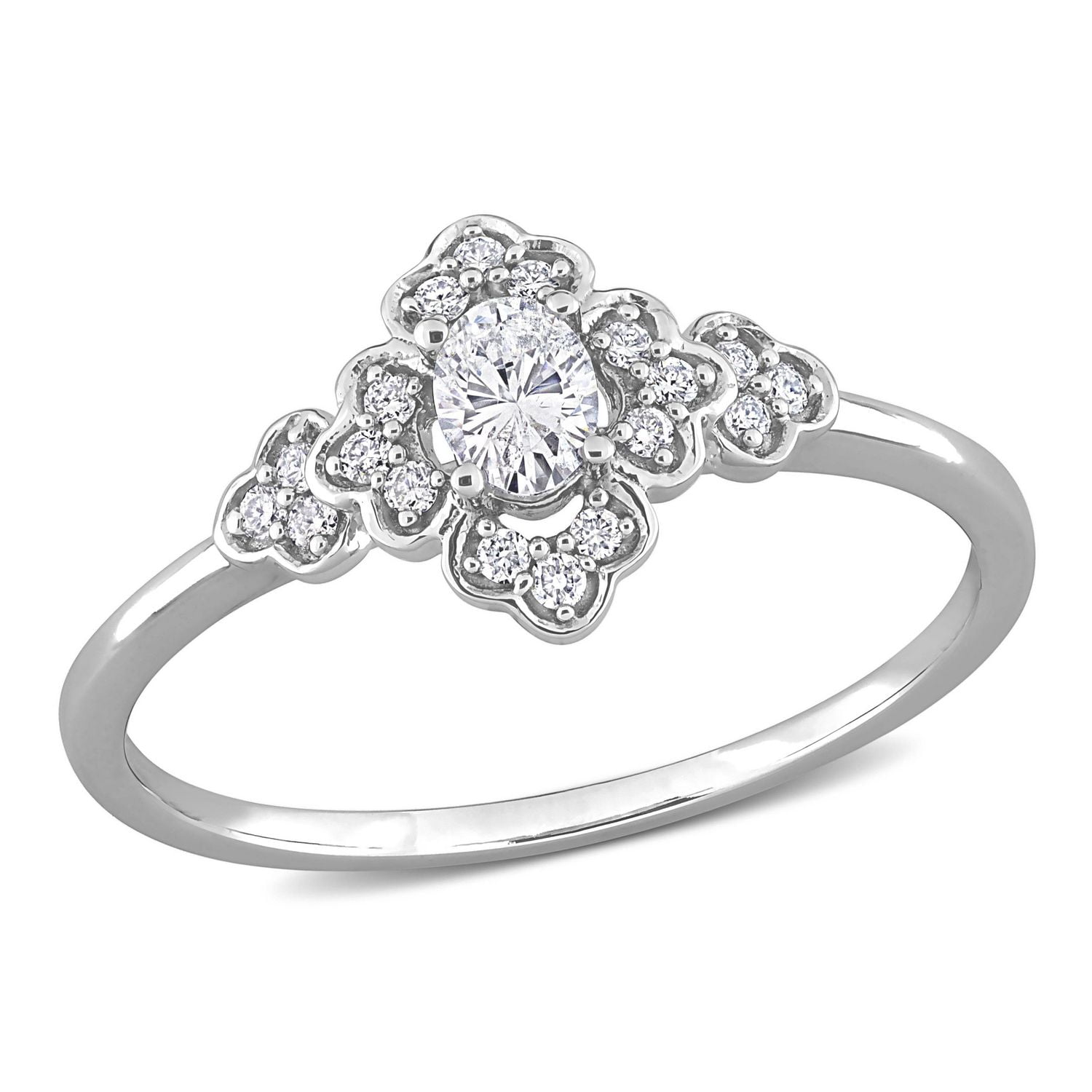 Miabella 1/4 Carat T.W. Diamond 14K White Gold Vintage Engagement Ring