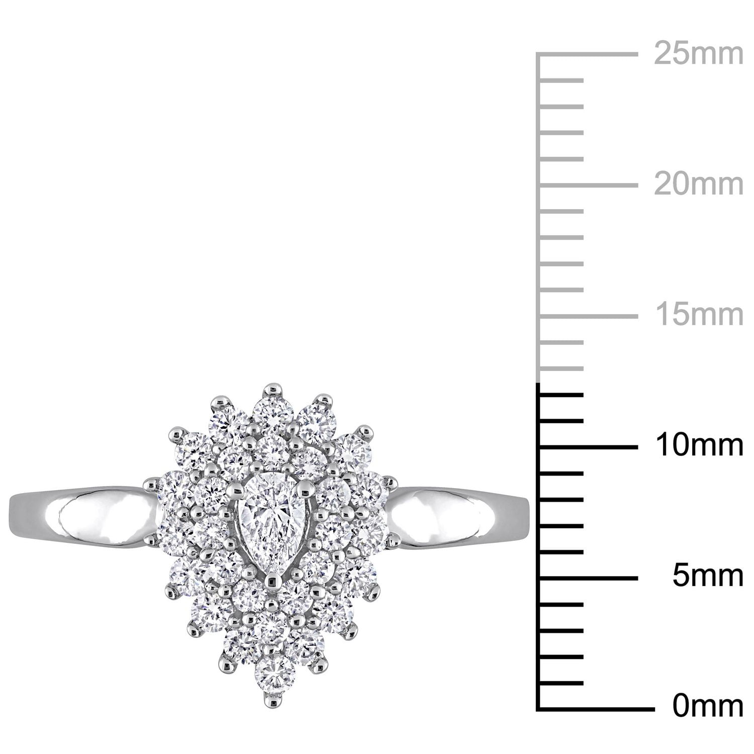 Miabella 1/2 Carat T.W. Diamond 14K White Gold Graduated Teardrop Engagement Ring