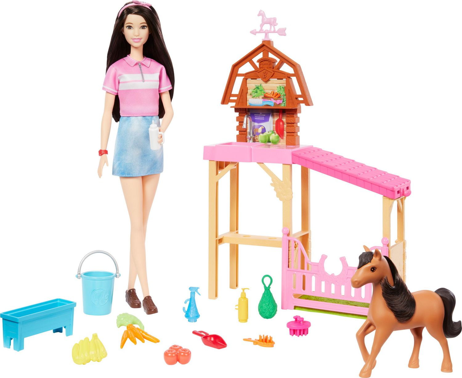 Barbie Mysteries The Great Horse Chase Stable Playset with Fashion Doll Small Toy Pony 10 Accessories Walmart