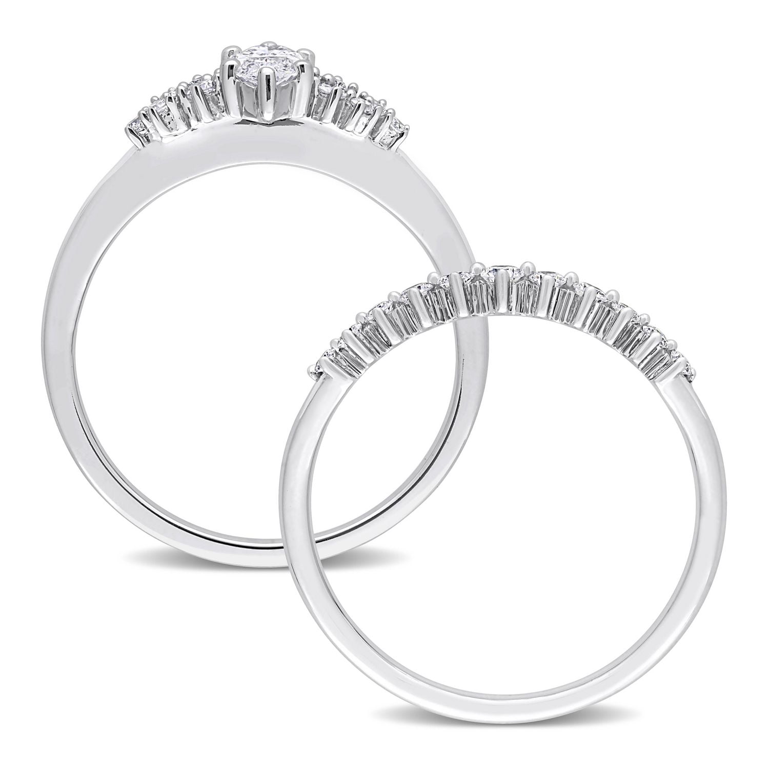 Miabella 3/4 Carat T.W. Diamond 14K White Gold Bridal Ring Set