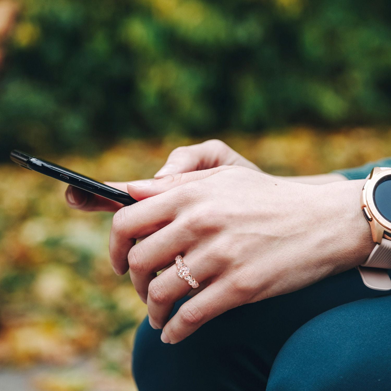 Miabella 7/8 Carat T.G.W. Morganite and White Topaz Rose-Plated Sterling Silver Oval Heart Ring