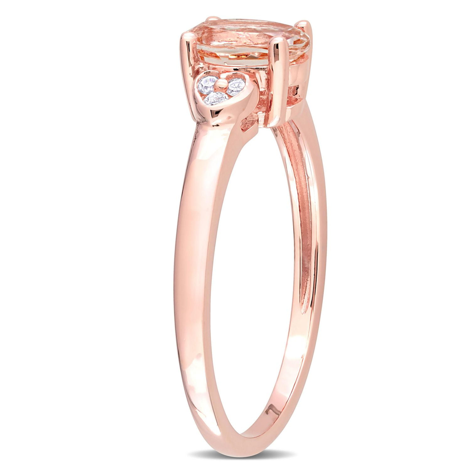 Miabella 3/4 Carat T.G.W. Morganite and Diamond-Accent Rose-Plated Sterling Silver Promise Ring