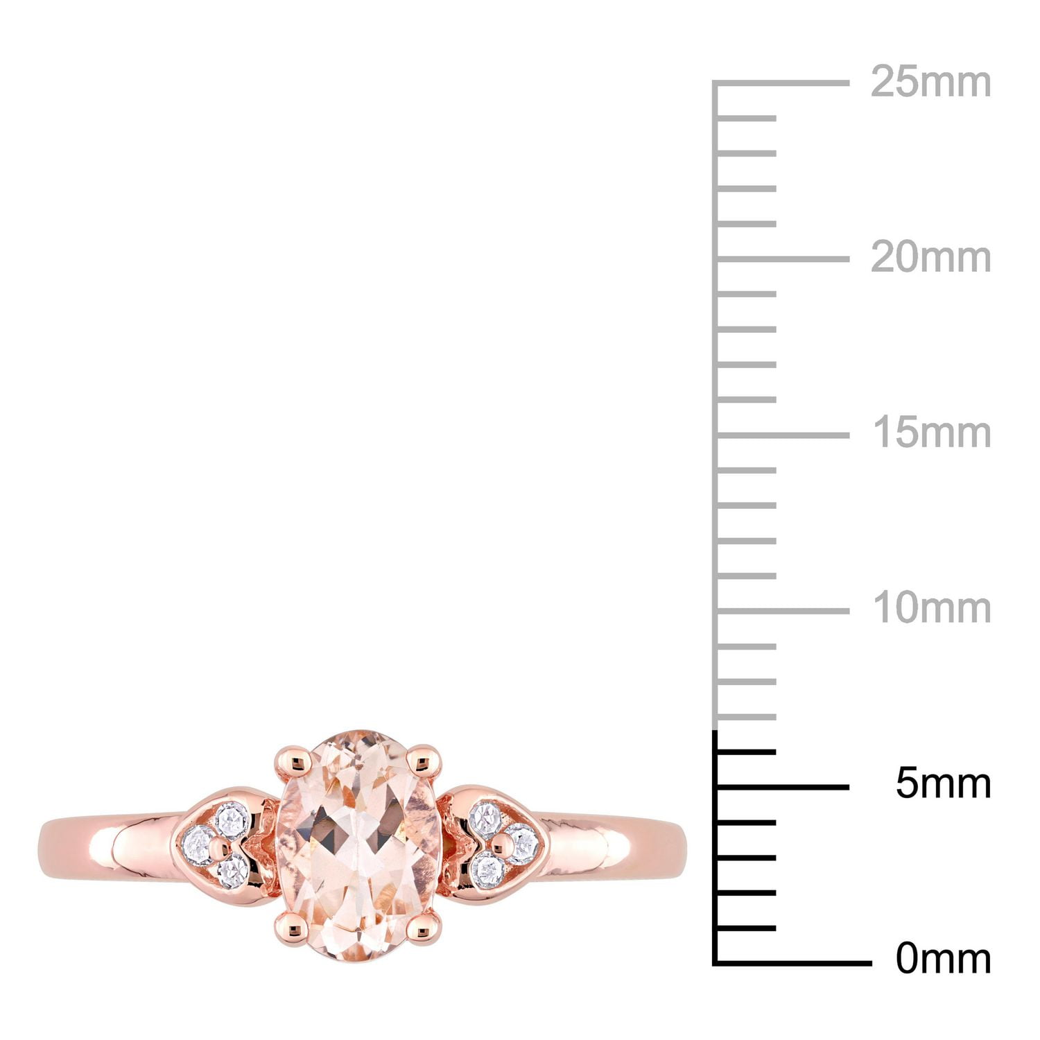 Miabella Bague de promesse en argent sterling plaqué rose avec Morganite 3/4 de carats p.p.t. et accent de diamants