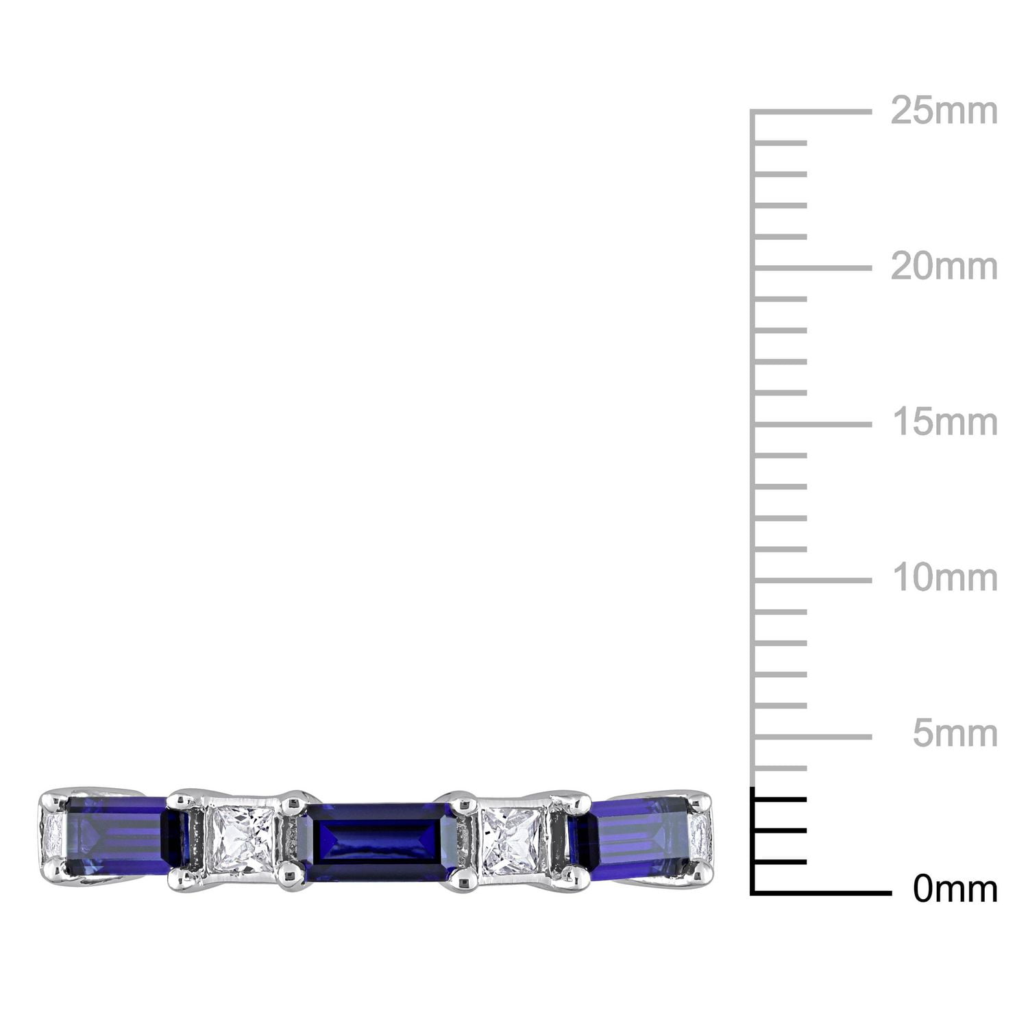 Miabella Bague à 5 pierres en argent sterling avec saphir bleu et blanc créé de 1-3/8 carat P.P.T