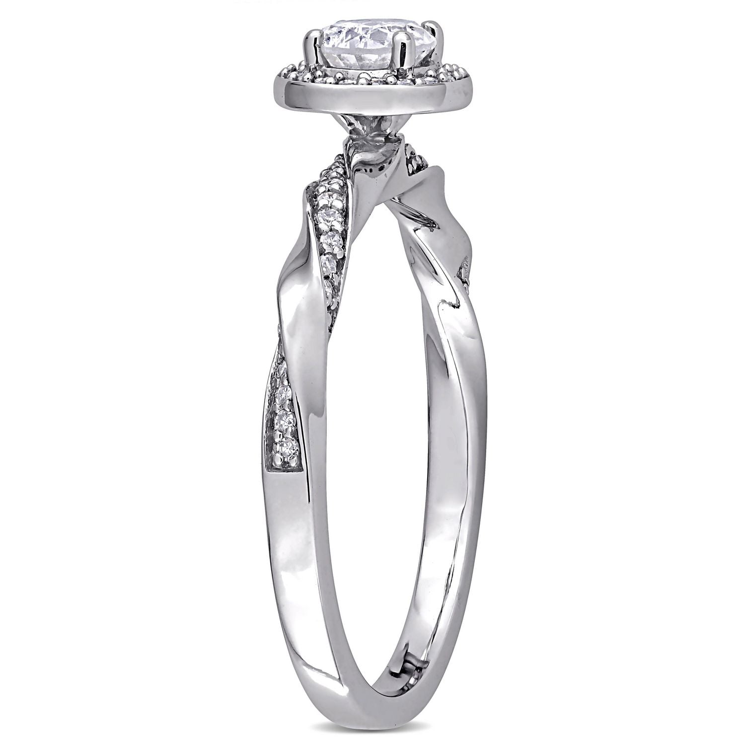 Miabella Bague de fiançailles torsadée en or blanc 10K avec diamant 1/2 carat P.T.