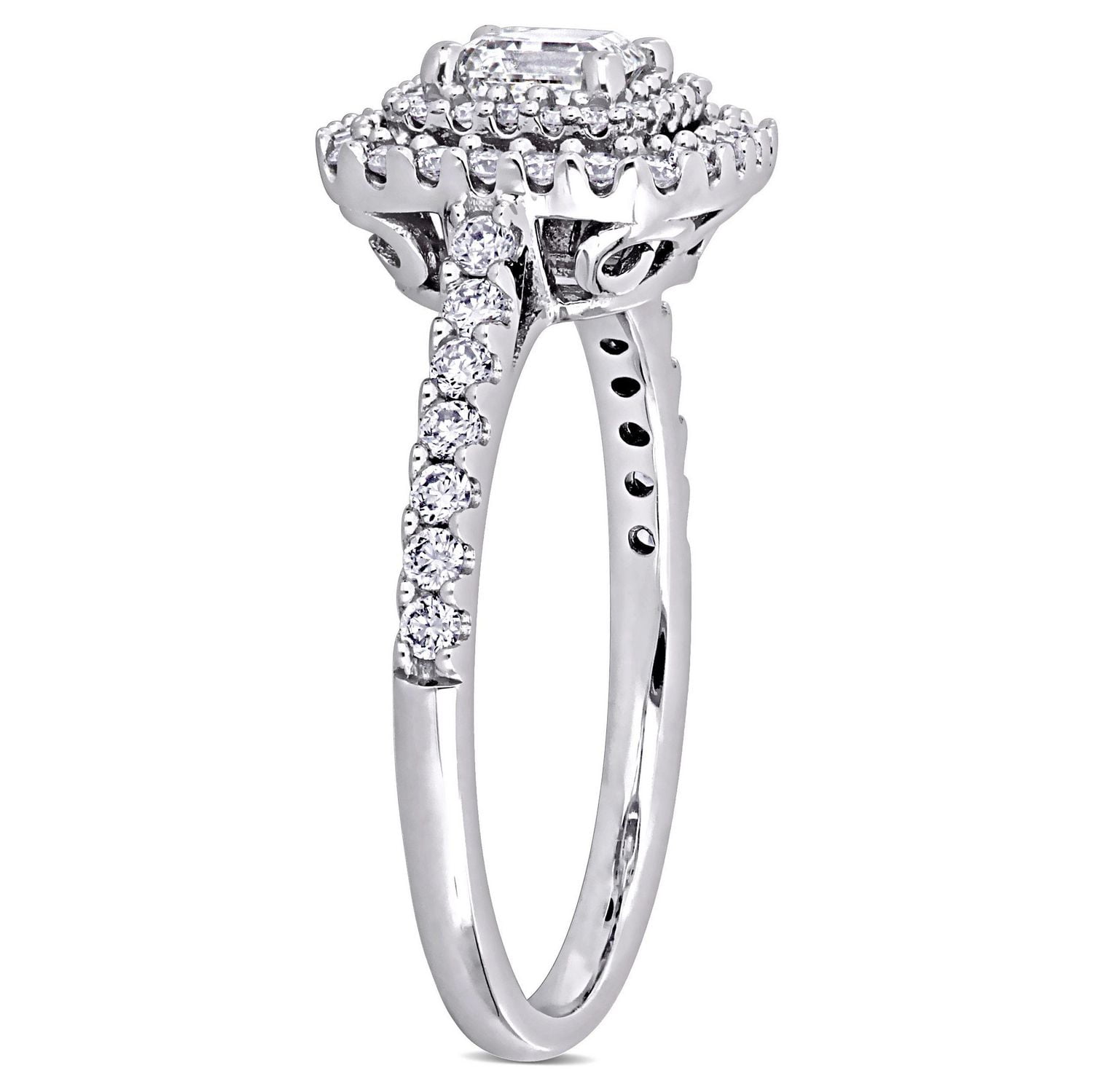 Miabella 1 Carat T.W. Diamond 14K White Gold Asscher-Cut Halo Engagement Ring