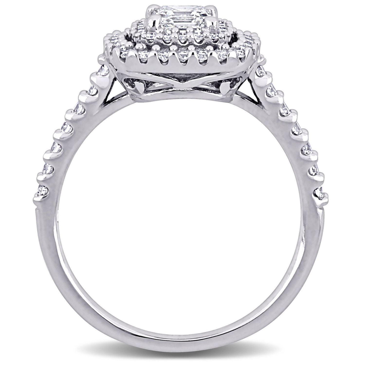 Miabella 1 Carat T.W. Diamond 14K White Gold Asscher-Cut Halo Engagement Ring