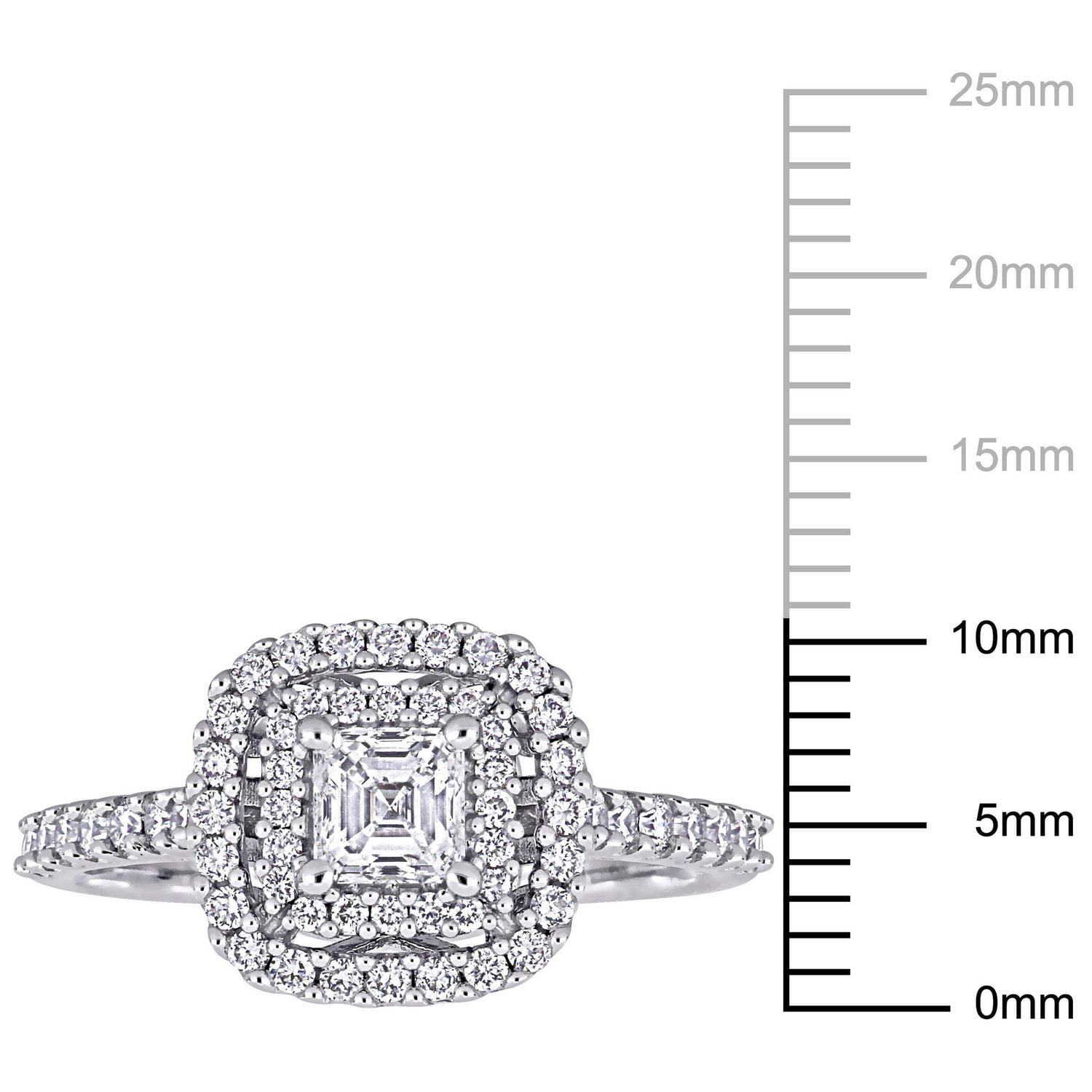 Miabella 1 Carat T.W. Diamond 14K White Gold Asscher-Cut Halo Engagement Ring