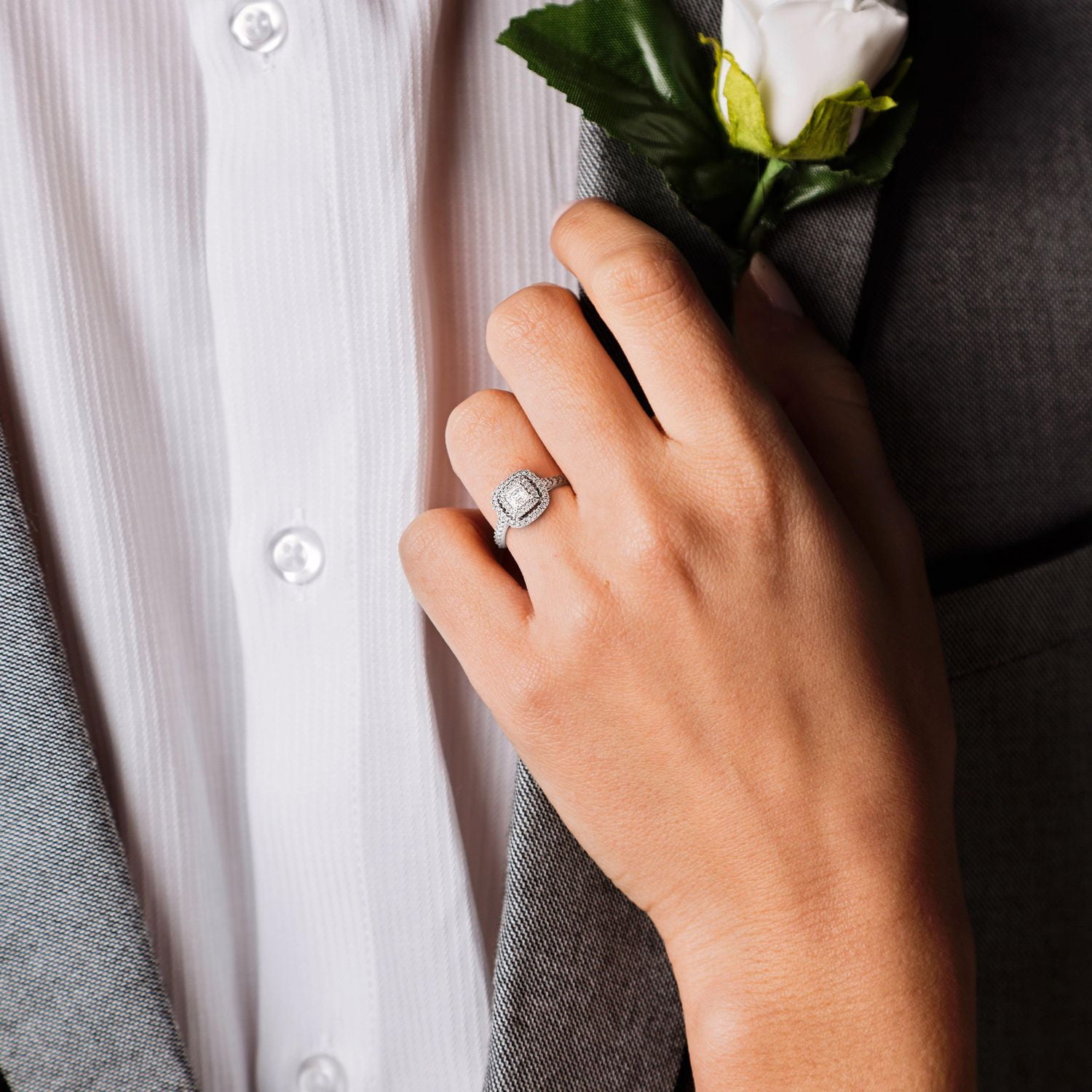 Miabella 1 Carat T.W. Diamond 14K White Gold Asscher-Cut Halo Engagement Ring